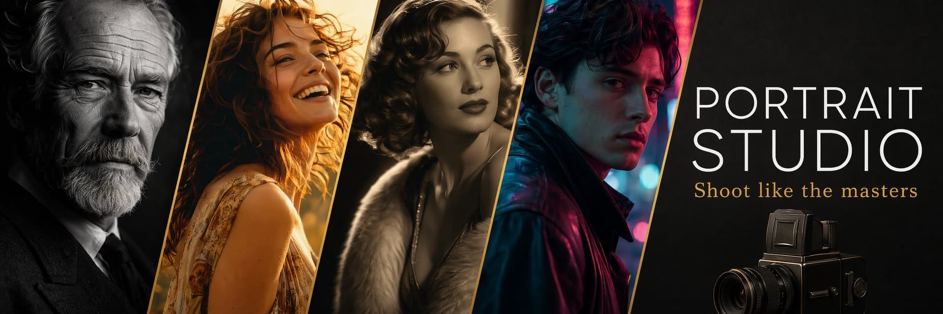 Portrait Studio — direct real cameras, legendary lenses and master lighting